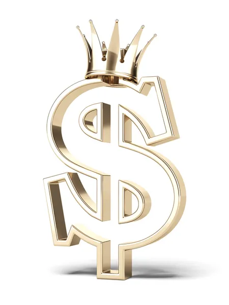 Gold dollar sign with crown — Stock Photo, Image