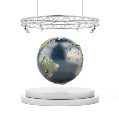 Earth on podium  (Earth map provided by NASA) clipart