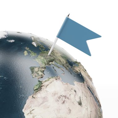 bayrak pin, küre (nasa tarafından sağlanan earth harita)