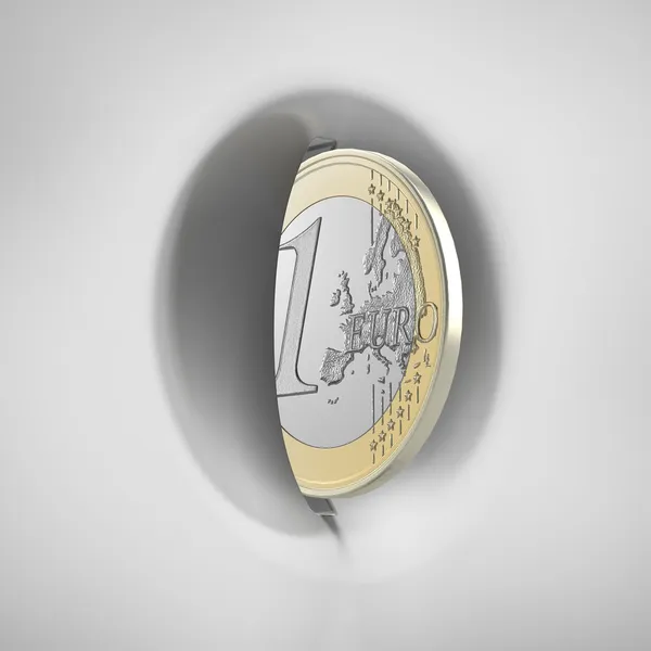 Beyaz madeni para yuvası paneliyle bir euro — Stok fotoğraf
