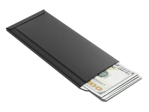 Black envelope with dollars — Stock Photo, Image