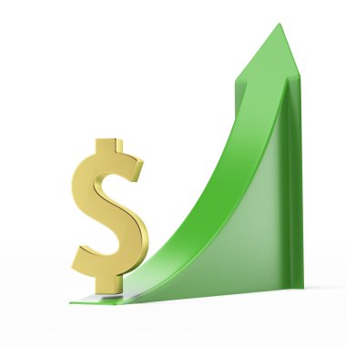 Yeşil ok up büyüyen ile dolar simgesi