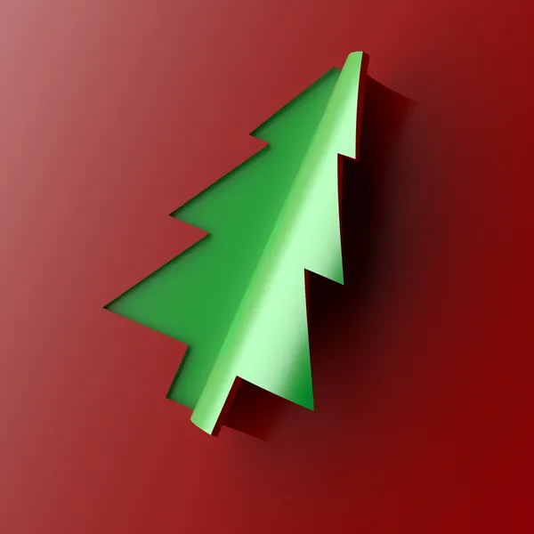 Christmas tree Formed From red paper — Stock Photo, Image