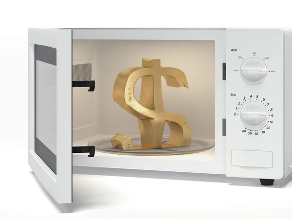 Microwave with dollar sign — Stock Photo, Image