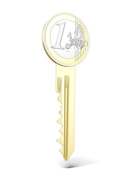 Euro coin key — Stock Photo, Image