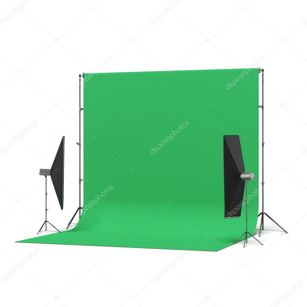Green Backdrop with lights