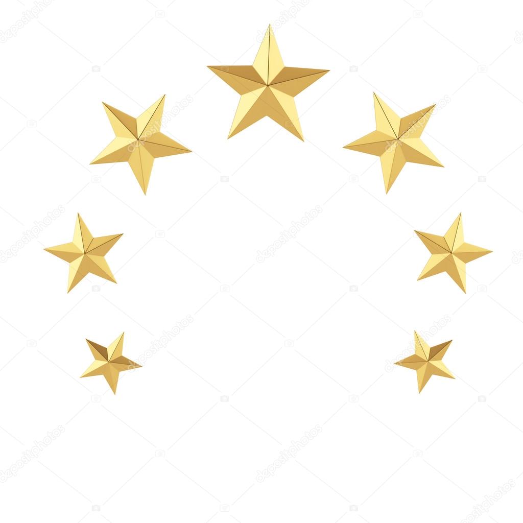 Gold stars isolated on a white background. 3d render
