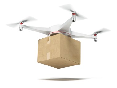 Beyaz quadrocopter taşıma karton kutu