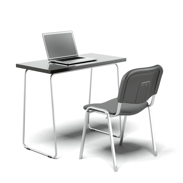 Chaise et bureau avec ordinateur portable — Photo