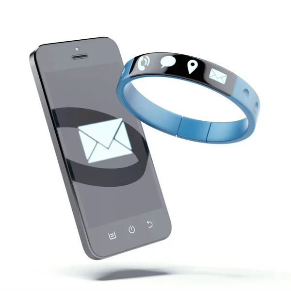 Smartphone und smartes Armband — Stockfoto