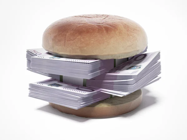 Hamburger avec billets en euros — Photo