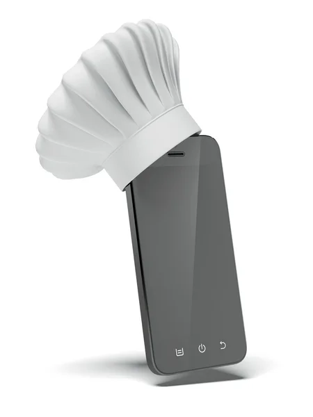 Smartphone avec chapeau de chef — Photo