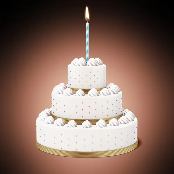 Torta di compleanno con candela — Foto Stock