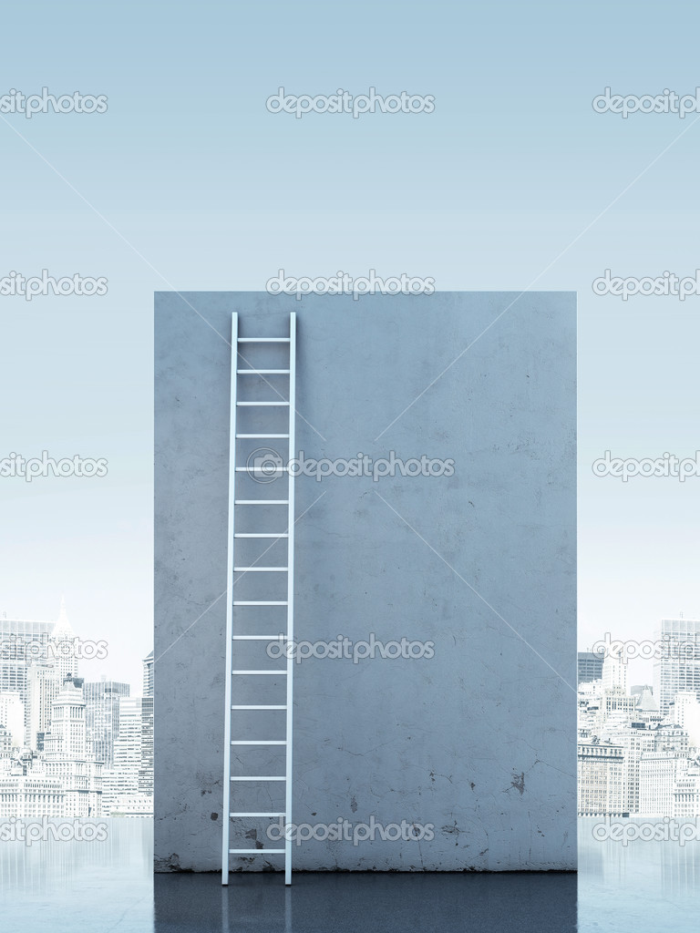 Ladder against a narrow wall