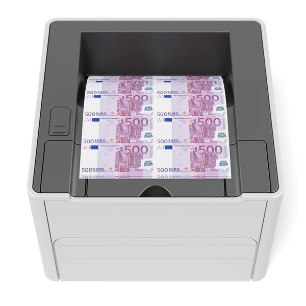 Printer with euro bills — Stock Photo, Image