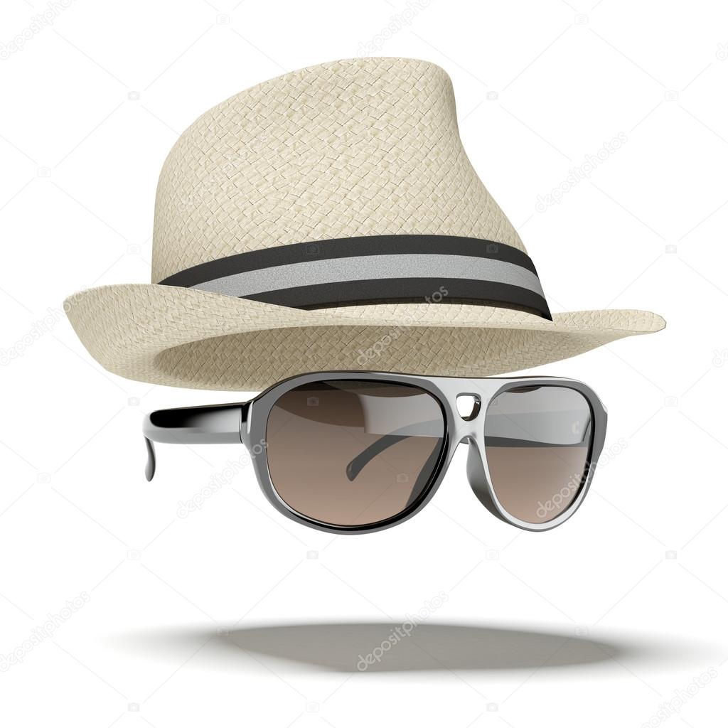 white hat with sunglasses