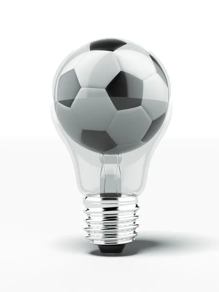 Glühbirne mit Fußball drinnen — Stockfoto