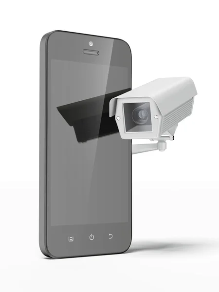 Security camera and smartphone — Stock Photo, Image