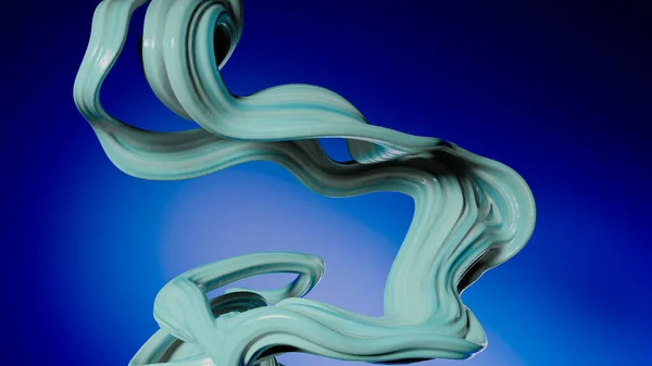 Biru dan teal bentuk melengkung sederhana. Latar belakang aliran modern. Cairan Ungu. Rendering 3d — Stok Foto