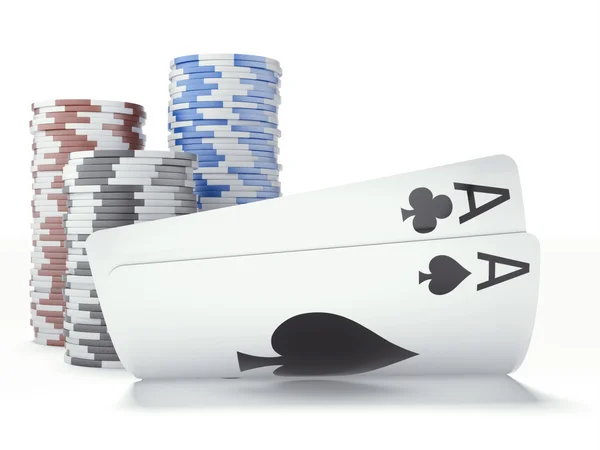 Two aces with chips — Stock Photo, Image