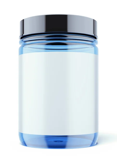 Blue Jar for sport supplements — Stock Photo, Image