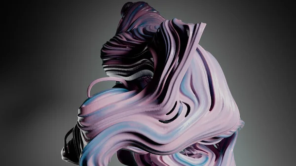 Абстрактно-розовый кривляющийся простец. Современный поток серого фона. Фиолетовая жидкость. 3d-рендеринг — стоковое фото