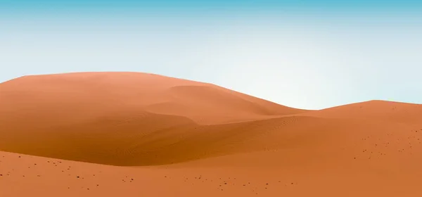 Orangefarbene Dünen und strahlend blauer Himmel. Wüstenlandschaft mit kontrastierendem Himmel. Minimaler abstrakter Hintergrund. 3D-Darstellung — Stockfoto