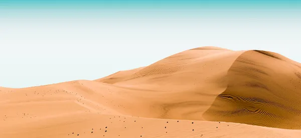Κίτρινοι, ανοιχτοί αμμόλοφοι. Τοπίο ερήμου με ουρανό αντίθεσης. Ελάχιστο αφηρημένο υπόβαθρο. 3d απόδοση — Φωτογραφία Αρχείου