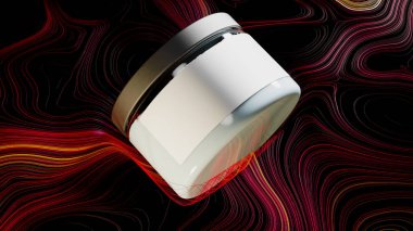 Beyaz kremalı kozmetik kavanozu, losyon maketi. Şampuan makinesi, sıvı sabun. Doğal kozmetik ürünlerin sunumu için en az seviyede. 3d oluşturma