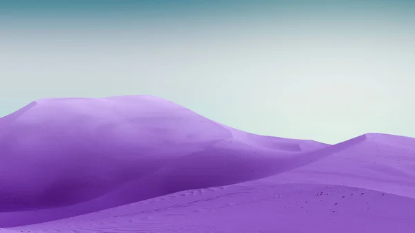 Contrast purple dunes and blue sky. Desert landscape with contrast skies. Minimal abstract background. 3d rendering — Stock Photo, Image