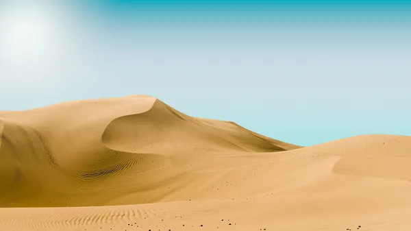 Blassgelbe Dünen und blauer Himmel. Wüstenlandschaft mit kontrastierendem Himmel. Minimaler abstrakter Hintergrund. 3D-Darstellung lizenzfreie Stockfotos
