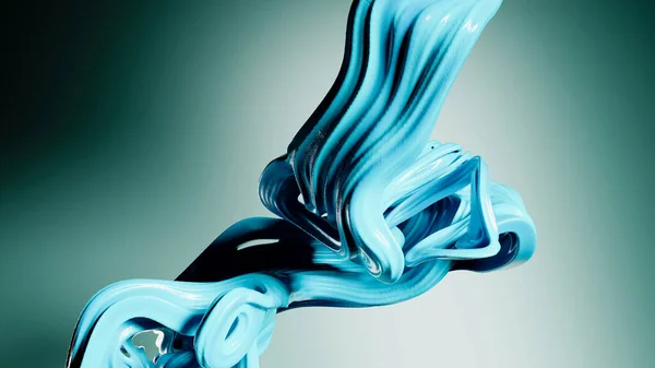 アブストラクトティールカービーシンプルな形状。現代の流れ緑の背景。紫色の液体。3Dレンダリング — ストック写真