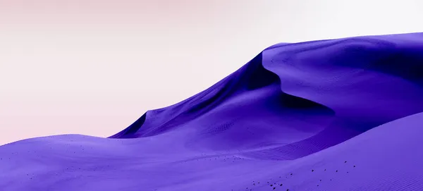 Tmavě modré duny a růžová obloha. Pouštní krajina s kontrastní oblohou. Minimální abstraktní pozadí. 3D vykreslování — Stock fotografie