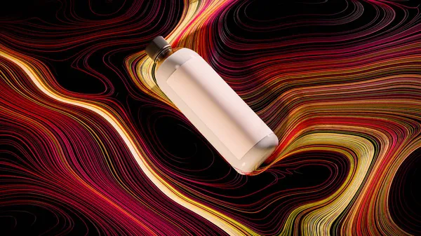 Shampoo-Spender, Flüssigseife. Kosmetikdose mit Creme, Lotion-Attrappe. Naturkosmetik auf der hellen Minimalbühne zur Produktpräsentation. 3D-Darstellung Stockfoto