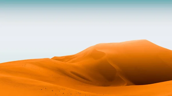 Контрастні яскраві дюни і сльозогінне небо. Пустельний пейзаж з контрастним небом. Мінімальний абстрактний фон. 3D візуалізація — стокове фото