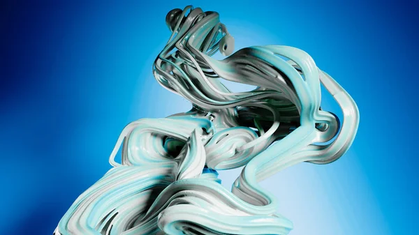 Абстрактні яскраві пишні прості форми. Сучасний потік синього фону. Фіолетова рідина. 3D візуалізація — стокове фото