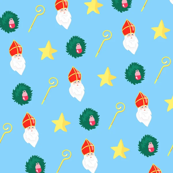 Holländischer Feiertag Sinterklaas. Muster. Nette Nikolaus-Cartoonfigur. Symbol für den traditionellen Feiertag im Dezember — Stockfoto