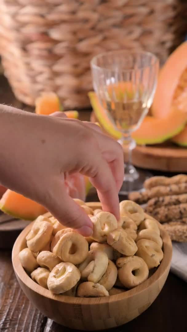 Petits Bagels Italiens Traditionnels Tarallini Taralli Délicieuse Collation Gros Plan — Video