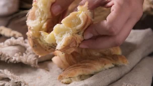 Twisted Buns Rosemary Italian Bakery Traditional Bakery Emilia Romagna Region — Stockvideo