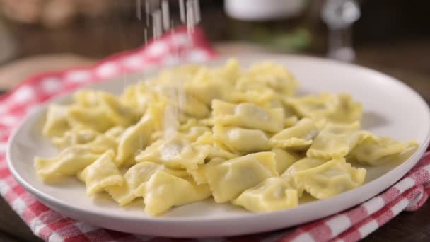 Plin Del Piemonte Ravioli Del Plin Typical Piedmontese Filled Pasta — Vídeo de Stock
