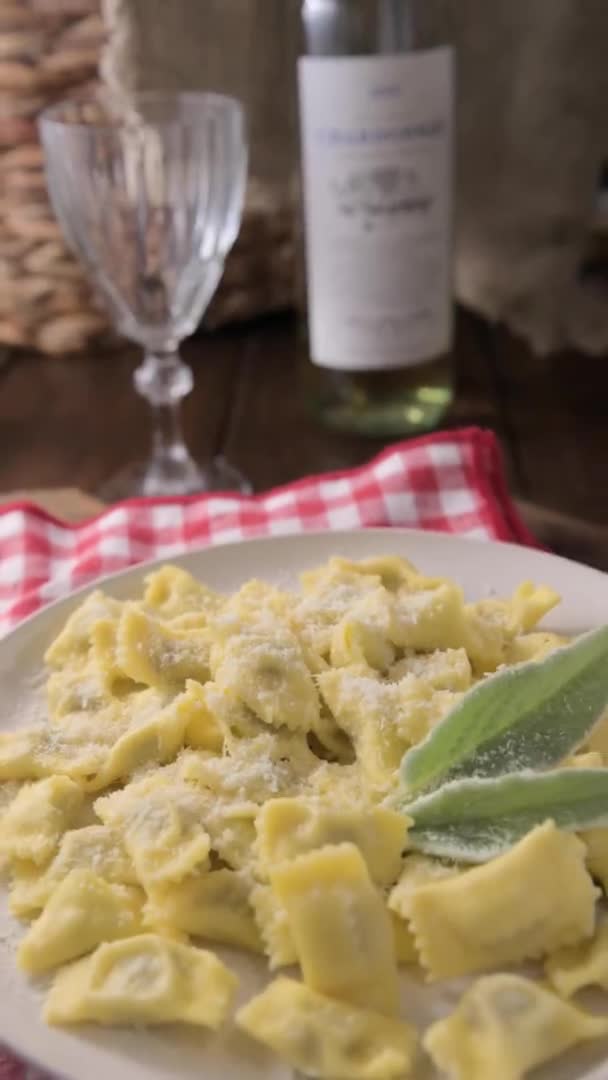 Plin Del Piemonte Ravioli Del Plin Typical Piedmontese Filled Pasta — Vídeos de Stock