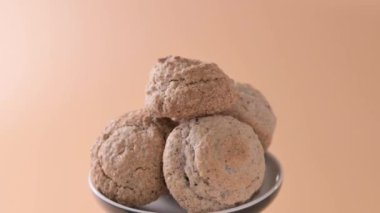 Amaretti cookies with almonds and blueberries. Traditional Cookies from Sardinia, Italy, 4k footage