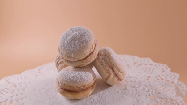 Apricot Sandwich Biscuits Traditional Sardinian Italian Biscuits Cookies Similar Macaroons — Vídeo de stock
