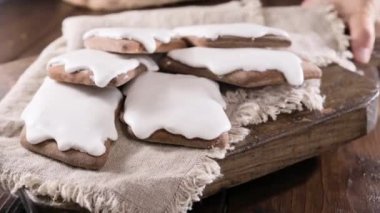 Mustazzolus, traditional dessert of Oristano, Sardegna. Mostaccioli , typical dessert of the region. High quality 4k footage