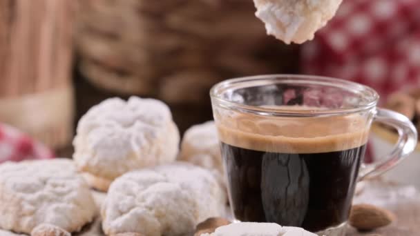 Сицилійський Алмонд Кукі Алмонд Пастес Традиційний Десерт Півдня Італії Чашка — стокове відео