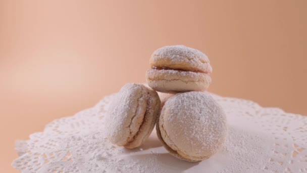 Apricot Sandwich Biscuits Traditional Sardinian Italian Biscuits Cookies Similar Macaroons — Stock Video