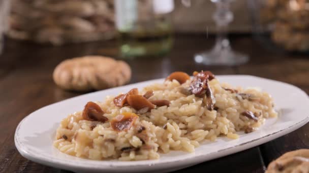 Risotto Porcini Mushrooms Risotto Porcini Mushrooms Typical Italian Food White — Stok video