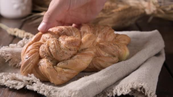 Twisted Buns Rosemary Italian Bakery Traditional Bakery Emilia Romagna Region — Wideo stockowe
