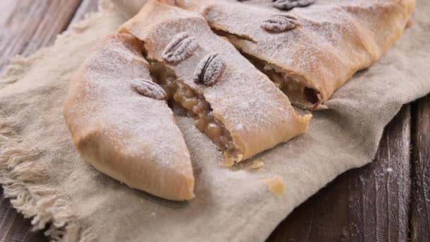 Strudel Pomme Une Pâtisserie Sucrée Typique Nord Italie Trente Tarte — Video