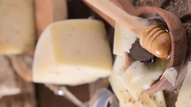 Ser Pecorino Truflami Tradycyjny Włoski Ser Owczy Truflami Typowy Produkt — Wideo stockowe